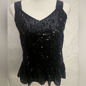 Karl Lagerfeld For Cover/Story Black Sequin Puplum Top.